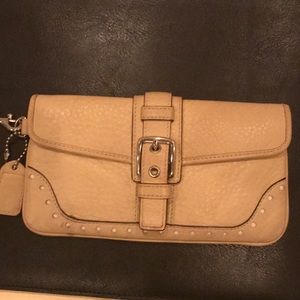 Coach Beige Leather Wristlet